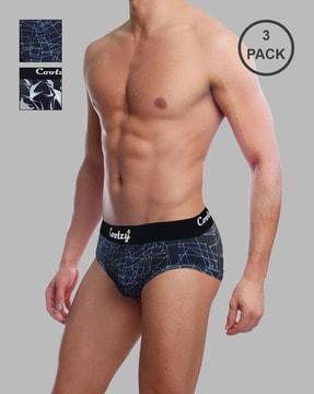pack of 3 printed briefs with elasticated waistband