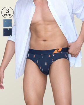 pack of 3 printed briefs with elasticated waistband