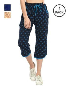 pack of 3 printed capris with drawstring waist