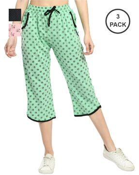 pack of 3 printed capris with drawstring waist