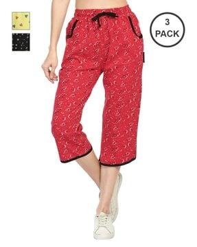 pack of 3 printed capris with drawstring waist