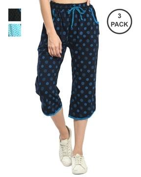 pack of 3 printed capris with drawstring waist