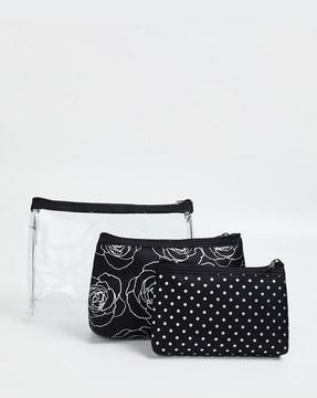 pack of 3 printed coin pouch with zip-closure