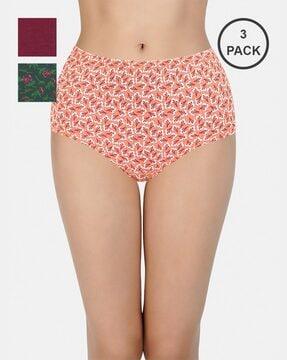 pack of 3 printed cotton high-rise full briefs