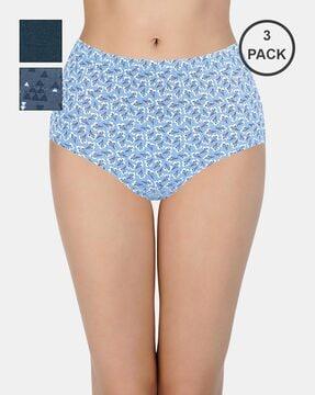 pack of 3 printed cotton high-rise full briefs