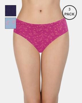 pack of 3 printed cotton low-rise bikini briefs