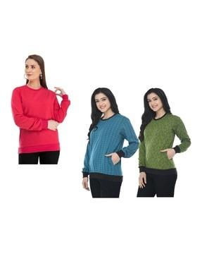 pack of 3 printed crew-neck sweatshirts