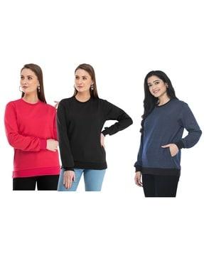 pack of 3 printed crew-neck sweatshirts