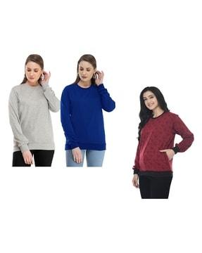 pack of 3 printed crew-neck sweatshirts