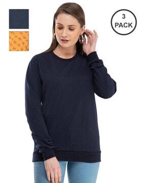 pack of 3 printed crew-neck sweatshirts