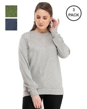 pack of 3 printed crew-neck sweatshirts