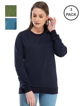 pack of 3 printed crew-neck sweatshirts