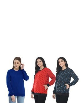 pack of 3 printed crew-neck sweatshirts