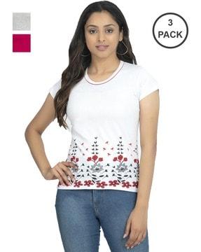 pack of 3 printed crew-neck t-shirts