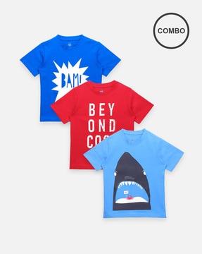 pack of 3 printed crew-neck t-shirts