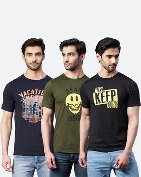 pack of 3 printed crew-neck t-shirts