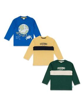 pack of 3 printed crew-neck t-shirts