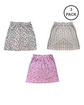 pack of 3 printed elasticated skirts