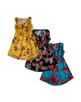 pack of 3 printed fit & flare dress