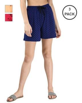pack of 3 printed high-rise shorts