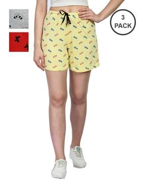 pack of 3 printed high-rise shorts