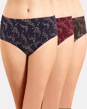 pack of 3 printed hipster panties with elasticated waist