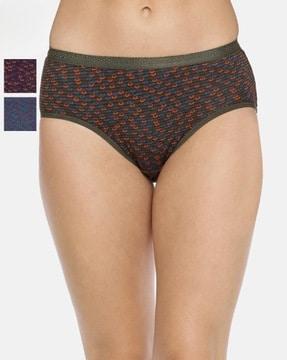 pack of 3 printed hipster panties with elasticated waist