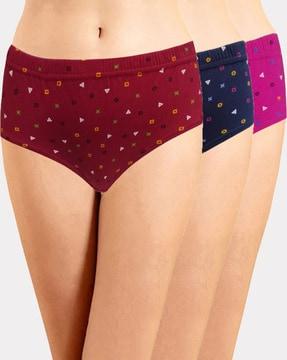 pack of 3 printed hipster panties with elasticated waist