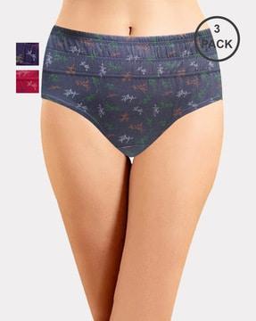 pack of 3 printed hipster panties with elasticated waist