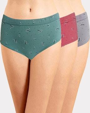 pack of 3 printed hipster panties with elasticated waist