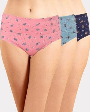 pack of 3 printed hipster panties with elasticated waist