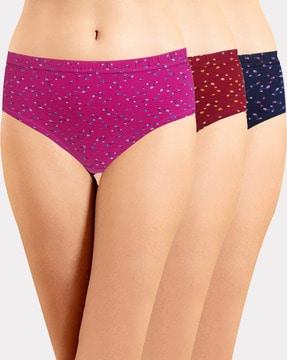 pack of 3 printed hipster panties with elasticated waist