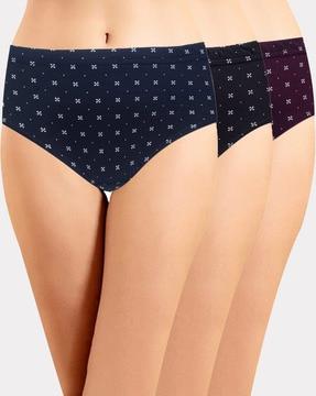 pack of 3 printed hipster with elasticated waistband