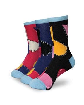 pack of 3 printed mid-calf length socks