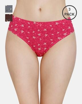 pack of 3 printed mid-rise bikinis