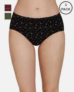 pack of 3 printed mid-rise inner elastic hipster panties