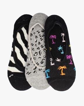 pack of 3 printed no-show socks