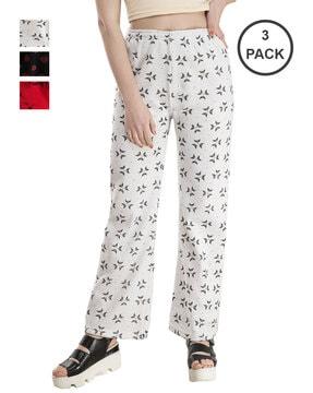 pack of 3 printed relaxed fit palazzos