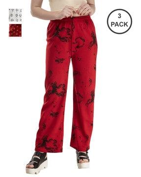 pack of 3 printed relaxed fit palazzos