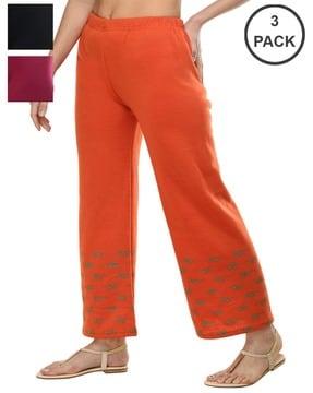 pack of 3 printed relaxed fit palazzos