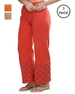 pack of 3 printed relaxed fit palazzos