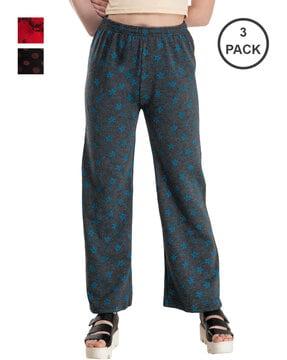 pack of 3 printed relaxed fit palazzos