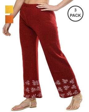 pack of 3 printed relaxed fit palazzos