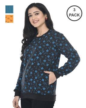 pack of 3 printed round-neck sweatshirts