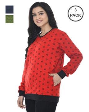 pack of 3 printed round-neck sweatshirts