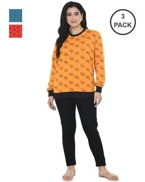 pack of 3 printed round-neck sweatshirts