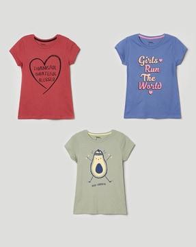 pack of 3 printed round-neck t-shirt