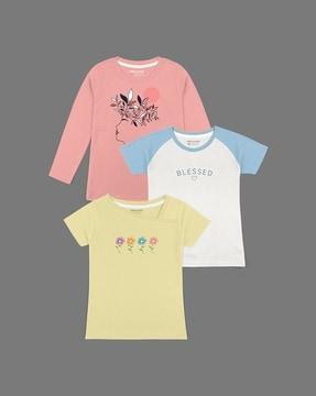 pack of 3 printed round-neck t-shirts