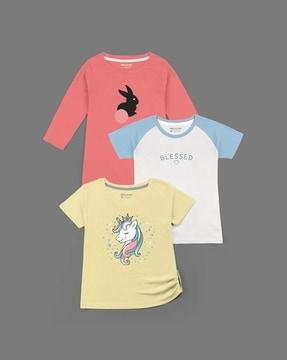 pack of 3 printed round-neck t-shirts