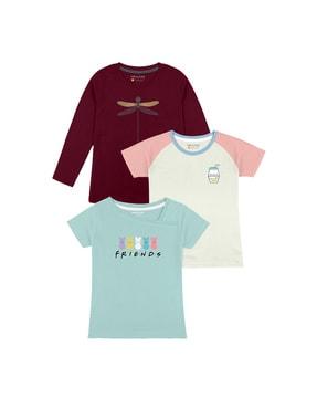 pack of 3 printed round-neck t-shirts